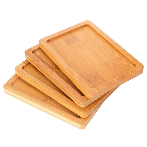 DRAFIDEEP Tray Flower Pot Chocolate Wood 4Pcs 5.11X3.54X0.39in