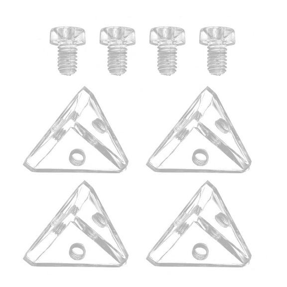 DRAFIDEEP Furniture Corner Brackets Acrylic Corner Bracket Transparent 4 Sets 1.0X1.0X0.6In