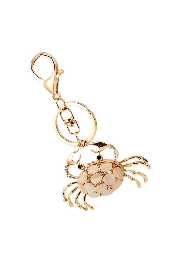 4X3X10.3in Crab Shape Key Chain Pendant Zinc Alloy Golden 1Pack