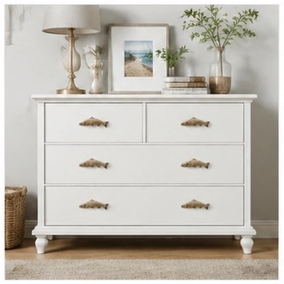 DRAFIDEEP 4pcs Coastal Nautical Cabinet Knobs, Fish Drawer Pulls