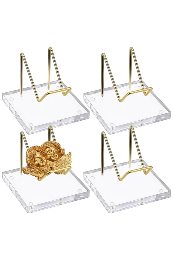 4-Pack Clear Plastic Marble Display Bases for Crystal Holders, Collectible Showcase Stands for Collectors