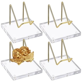 DRAFIDEEP 4Pcs Elegant Crystal Sphere Holder Bases Metal Plastic for Collectible Rock Displays