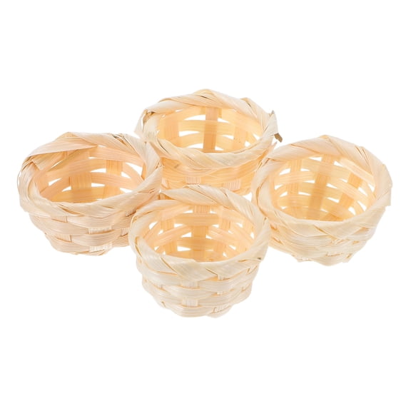 DRAFIDEEP Set of 4 Small Hand-Woven Bread Baskets, Round Shape, Perfect for Outdoor Garden and Picnic Use