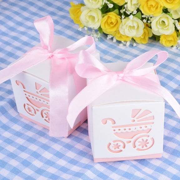 DRAFIDEEP 50pcs Wedding Candy Box Pink Paper For Storage Holder