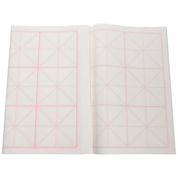 OUNONA 50Pcs Calligraphy Rice Paper Sheets with Grid Layout Durable Semi Raw Xuan Paper for Chinese Writing Practice