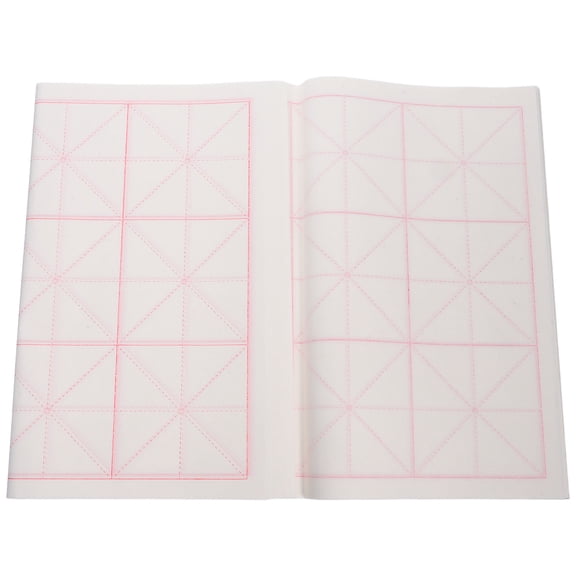OUNONA 50Pcs Calligraphy Rice Paper Sheets with Grid Layout Durable Semi Raw Xuan Paper for Chinese Writing Practice