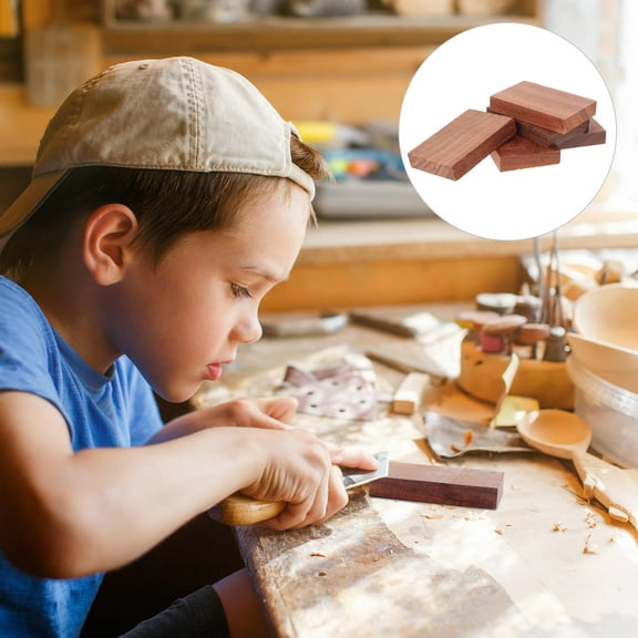 DRAFIDEEP 5PCS Natural Wood Plate Hardwood Blocks Rectangle For Home Decoration 2.36X1.57X0.39In