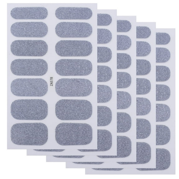 DRAFIDEEP 5Pack Nail Art Sticker Full Cover Dark Grey Paper for Women and Girls Manicure Decoration 10x2.2in