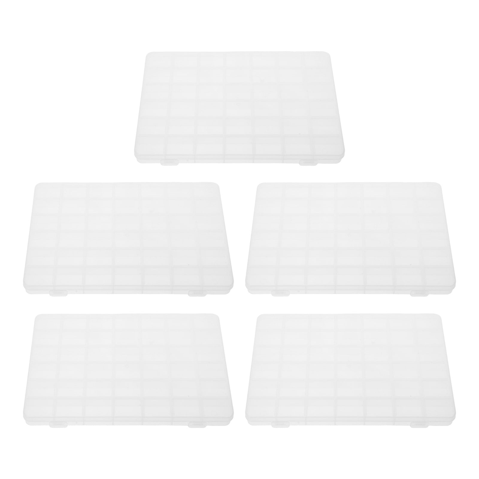 OUNONA 5Pcs Plastic Jewelry Organizer Box Clear Storage Container with Removable Grids for Beads