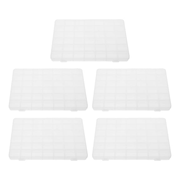 OUNONA 5Pcs Plastic Jewelry Organizer Box Clear Storage Container with Removable Grids for Beads