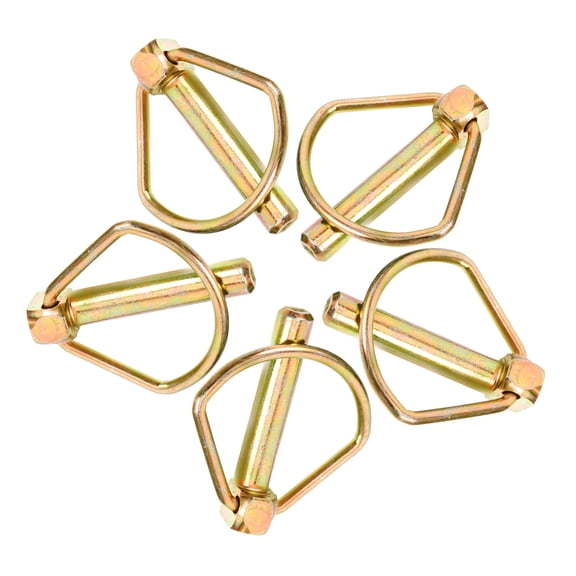 DRAFIDEEP 5Pcs Golden Linch Pin with L-Shaped Design for Mechanical Applications Trailer Lock .13X2.12X0.51in