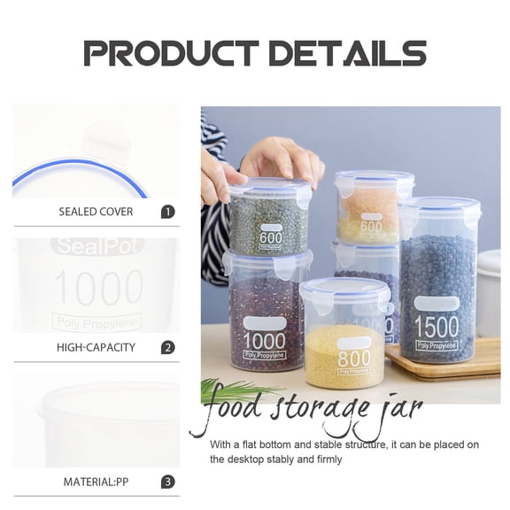 DRAFIDEEP 6Pcs Plastic Food Storage Containers with Airtight Sealed Covers for Dry Fruits