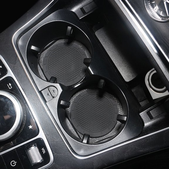 DRAFIDEEP 6Pcs Black PVC Non-Slip Insulation Coasters for Accessories Universal Vehicle Interior Cup