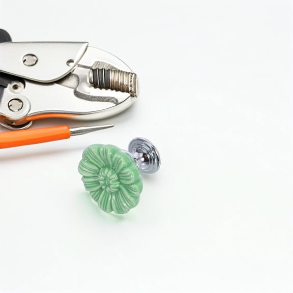 OUNONA Decorative Ceramic Knobs in Light Green for Furniture -  6Pcs