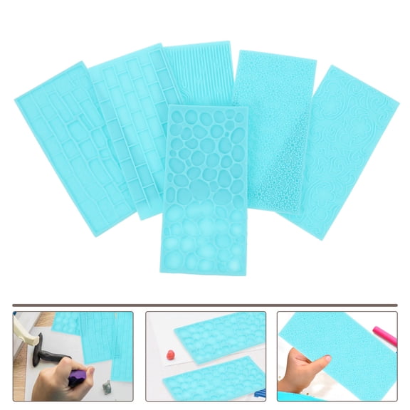 DRAFIDEEP 6Pcs Clay Texture Impression Mat for Polymer Clay Craft Lightweight Sky Blue
