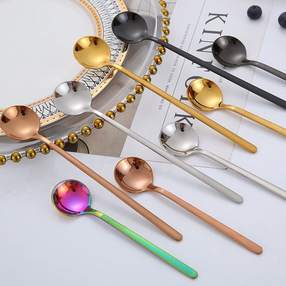 DRAFIDEEP 6Pcs Golden Teaspoon Stainless Steel Spoon Set Ideal for Coffee Stirring and Dessert Serving