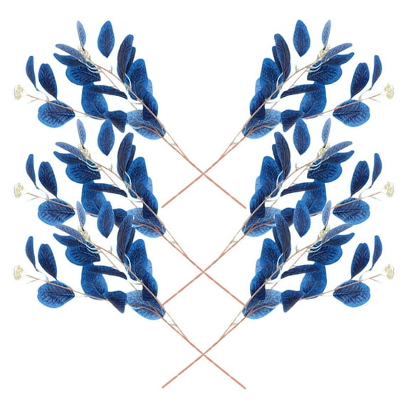 DRAFIDEEP 6Pcs Greenery Picks Simulated Eucalyptus Twigs Blue Cloth Plastic for Vase and Home Decoration
