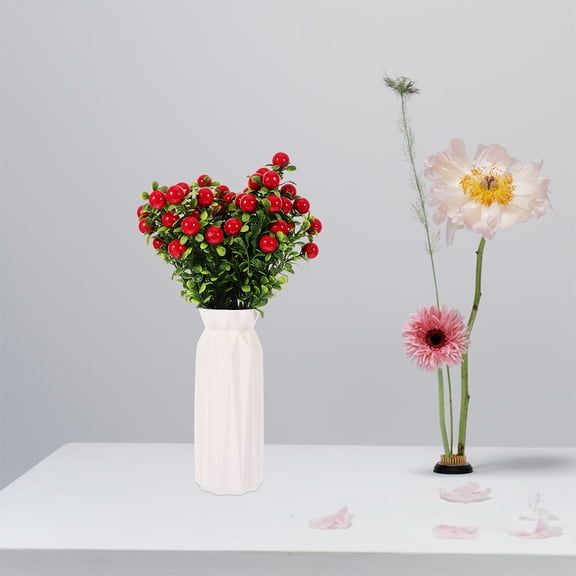 DRAFIDEEP 6Pcs Reusable Faux Cherry Branches with Red Stems for Stylish Desktop and Party Decoration