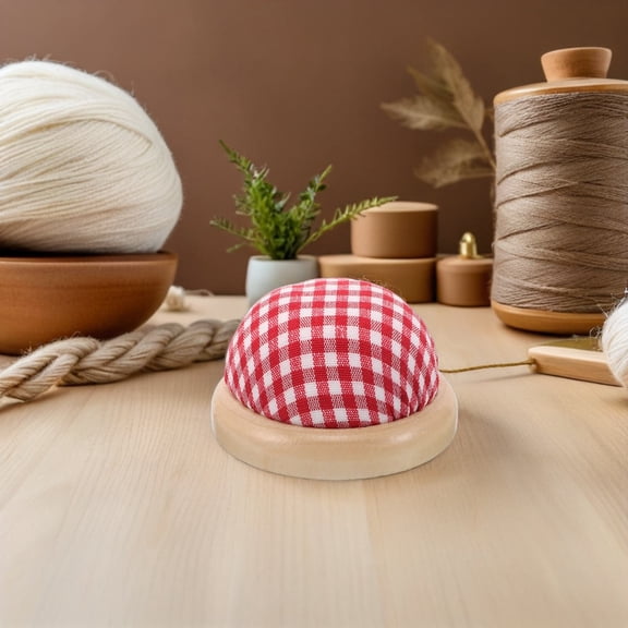 OUNONA 6-Piece Needle Minder Set with Multi Wood and Cotton Fabric, Compact Design for Easy Sewing Organization