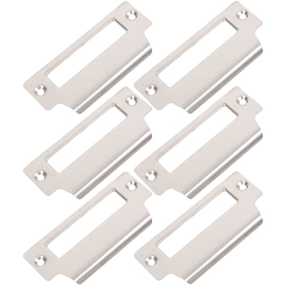 DRAFIDEEP 6Pcs Silver Rectangular Deadbolt Strike Plate Door Reinforcement 3.9X1.8In