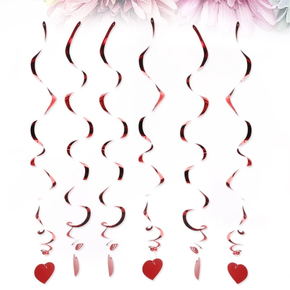 DRAFIDEEP 6-Pack Red Spiral Hanging Decorations Love Swirl Pendants for Wedding, Engagement, Party, and Home Decor
