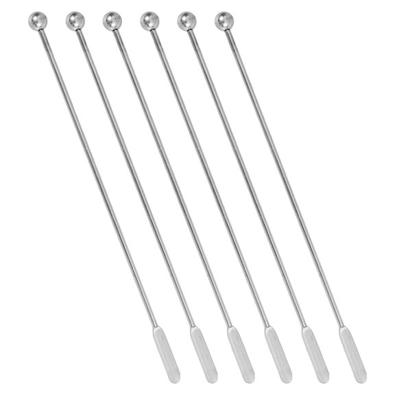 DRAFIDEEP 6Pcs Stainless Steel Stirring Tool Metal Swizzle Stick Design for On the Go Occasions