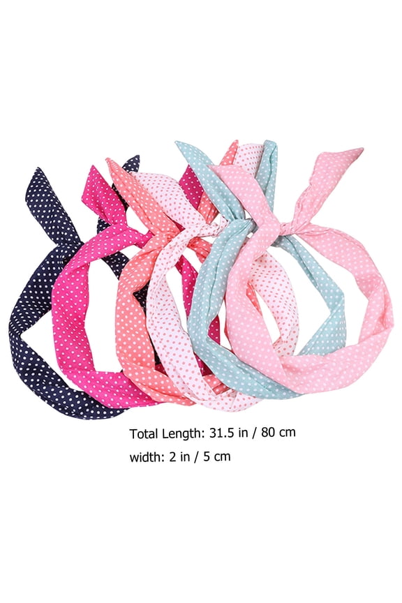 6Pcs Wired Headband Rabbit Ears for Women Hair Care in Black