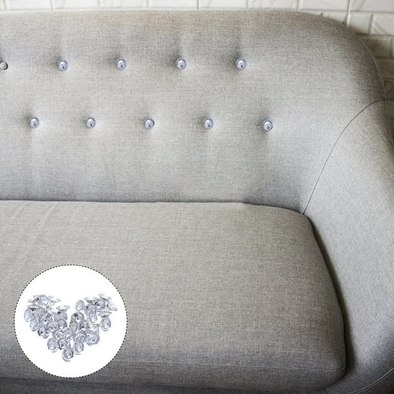 OUNONA 80Pcs Crystal Upholstery Buttons Transparent Rhinestone Decorative Sofa Tufting Accents