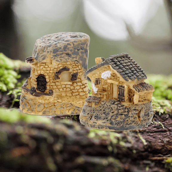 DRAFIDEEP 8Pcs Mini Resin House Tiny House Ornament Tiny Fairy Cottage House Micro Garden Decor (Mixed Style)