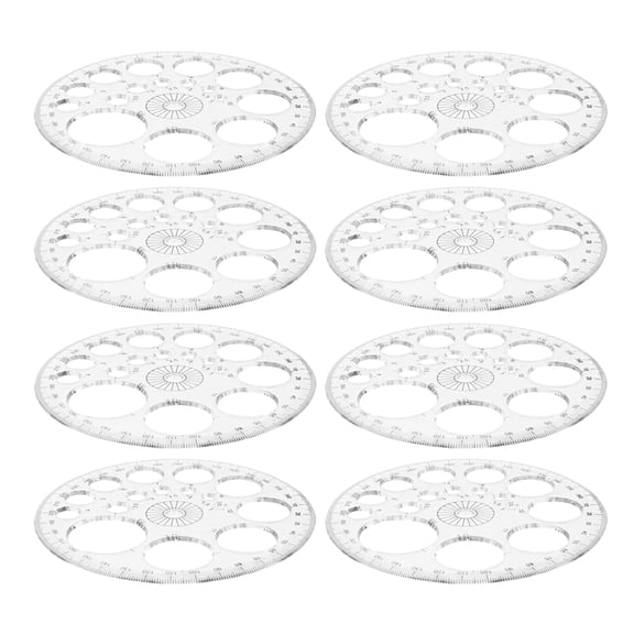 DRAFIDEEP 8Pcs Round Protractor for Woodworking Reusable Clear Geometry Tool 11.5x11.5x0.4In Material