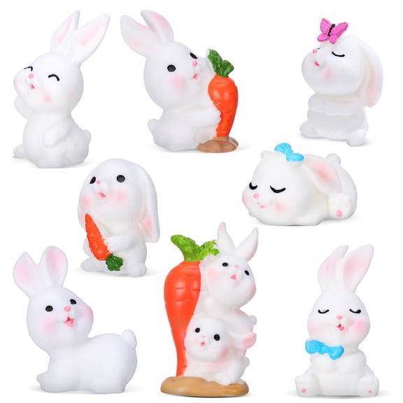 DRAFIDEEP 8-Piece Small Resin Animal Figurines Set for Home, Garden, Desk Decor, Cute Desktop Ornaments and Decorative Accents
