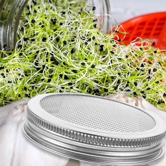 OUNONA 8Pcs Home Use Wide Mouth Sprouting Lid Kit with Stainless Steel Screen for Seed Growth
