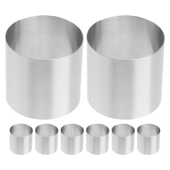 DRAFIDEEP 8Pcs Stainless Steel Round Cake Cutter Rings for Professional Pastry Mousse and Cheesecake