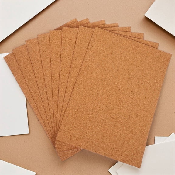 DRAFIDEEP 8pcs Self-adhesive Rectangle Cork Sheets for DIY Craft Projects