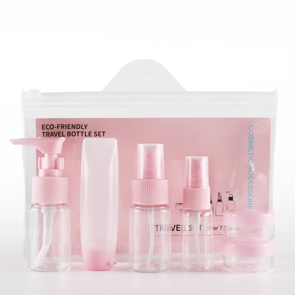 Refillable Toiletry Containers DRAFIDEEP Toiletry Bottles Set Pink Plastic Refillable Travel ...