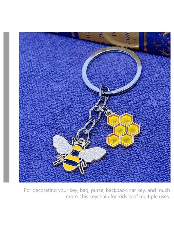 Bee Keychains Multi Color Zinc Alloy Adorable Backpack Purse Decor