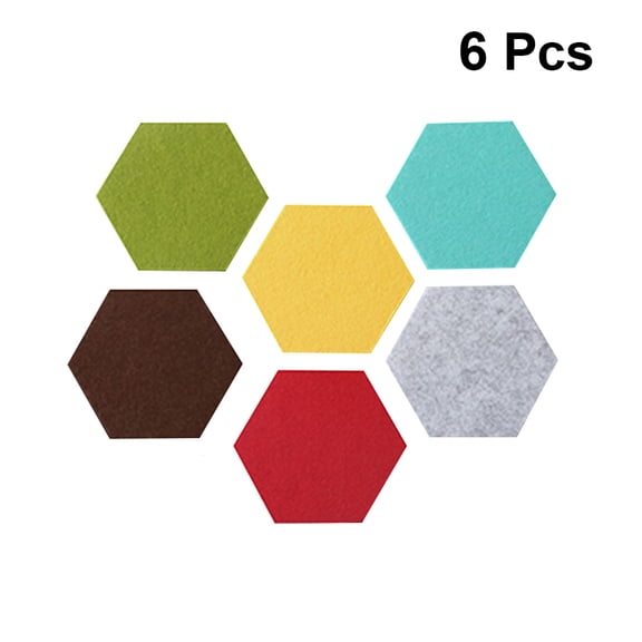 DRAFIDEEP Assorted Color Felt Hexagon Wall Decals Self-Adhesive Decorative Stickers for Home, Classroom, and Office - 6 Pieces