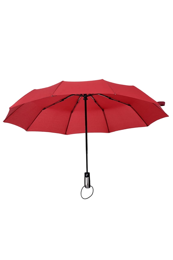 Automatic Folding Umbrella Windproof Red Parasol for Daily Use Lightweight Durable Alloy and Fiber Bone Size
