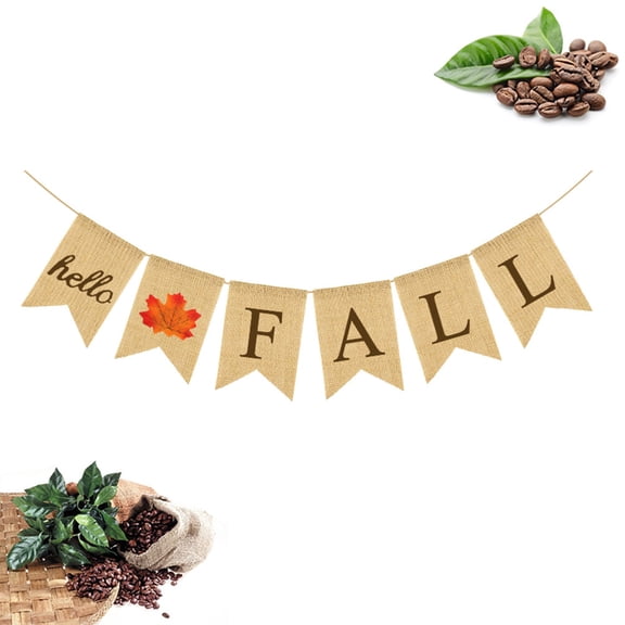 DRAFIDEEP Autumn Burlap Banner 1Pack Coffee Color Linen Material for Festival Party Decorations
