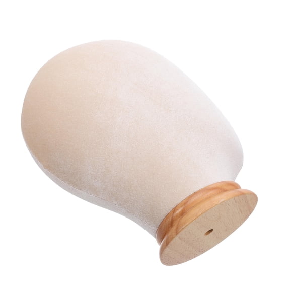DRAFIDEEP Beige Mannequin Head Hat Stand with Wood Base for Caps and Headwear