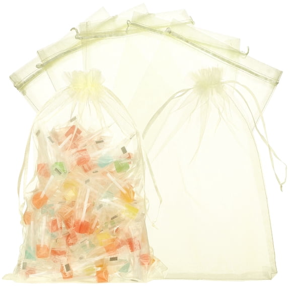 DRAFIDEEP Beige Organza Drawstring Bags 50Pcs Ideal For Jewelry And Small Items Packaging For Lovers