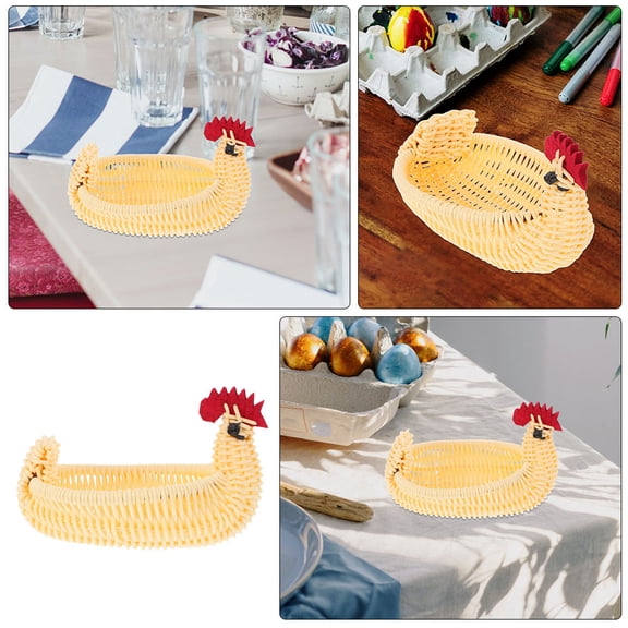 DRAFIDEEP Beige Woven Chicken Basket for Kitchen Storage, Easter Decor, Fruit Holder, and Multifunctional Home Use