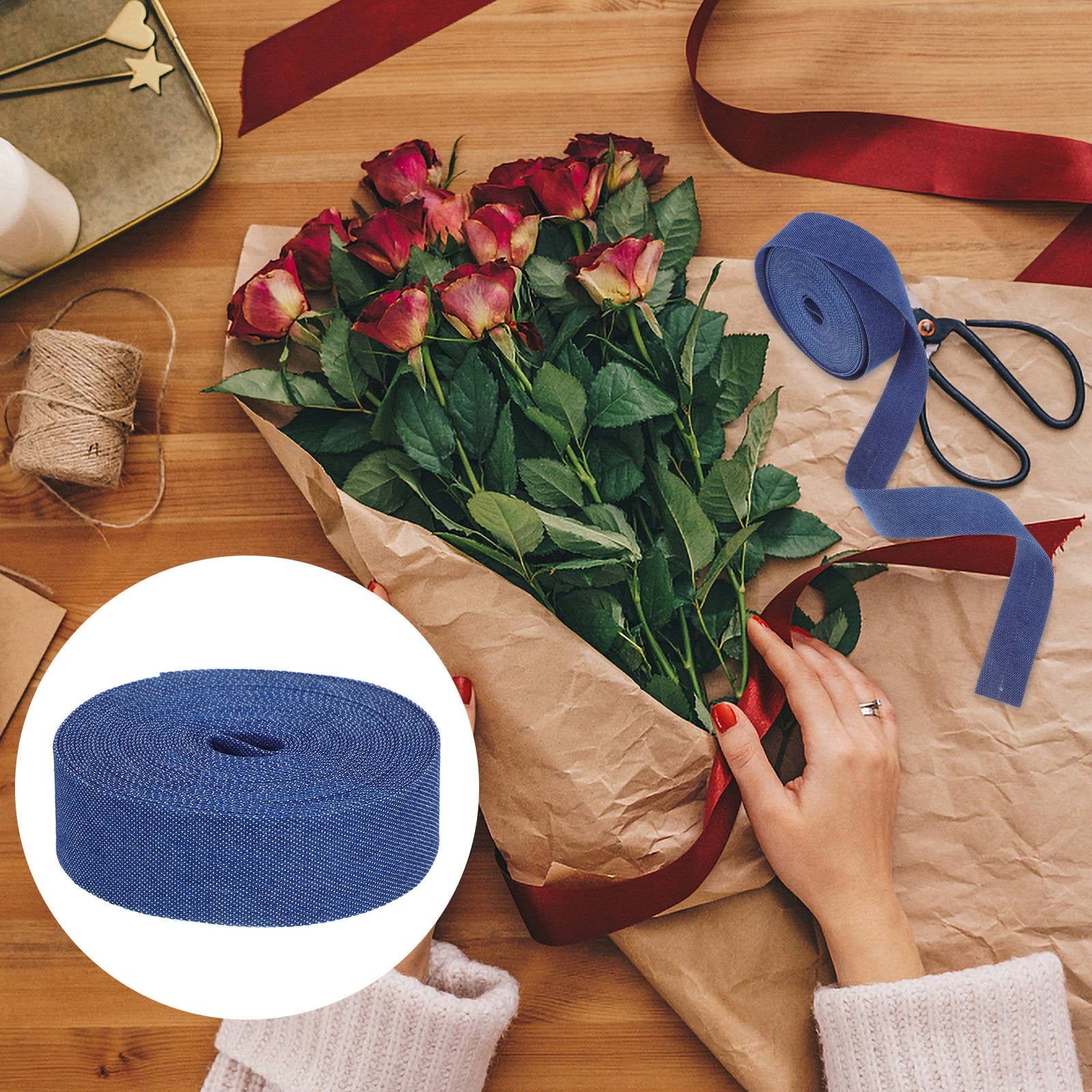 OUNONA Dark Blue Denim Ribbon for Handmade Bows and Decorative Crafts ...