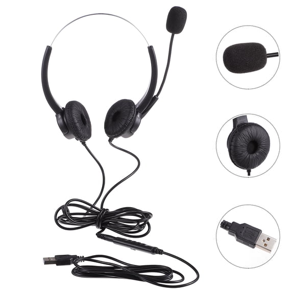 DRAFIDEEP Black Wired Gaming Headset with 360 Rotating Microphone, ABS and PU Material, Comfortable for Home Use, 1 Piece