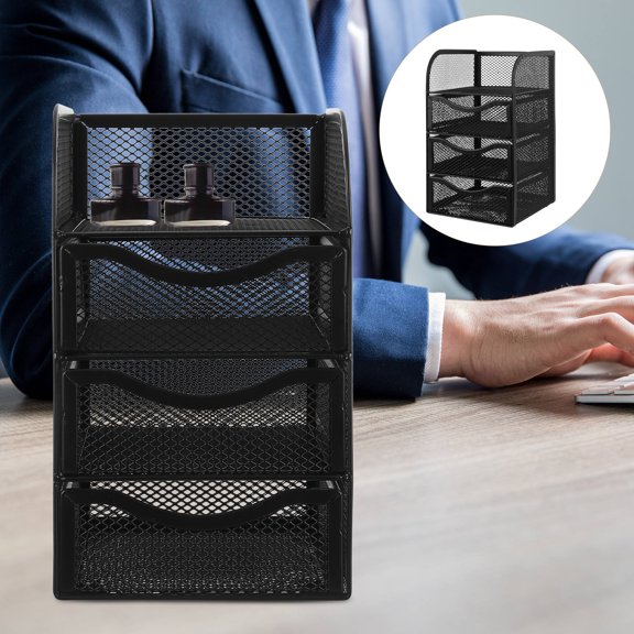 DRAFIDEEP Black Desktop Organizer Box for Study Room Storage and Organization 1Set