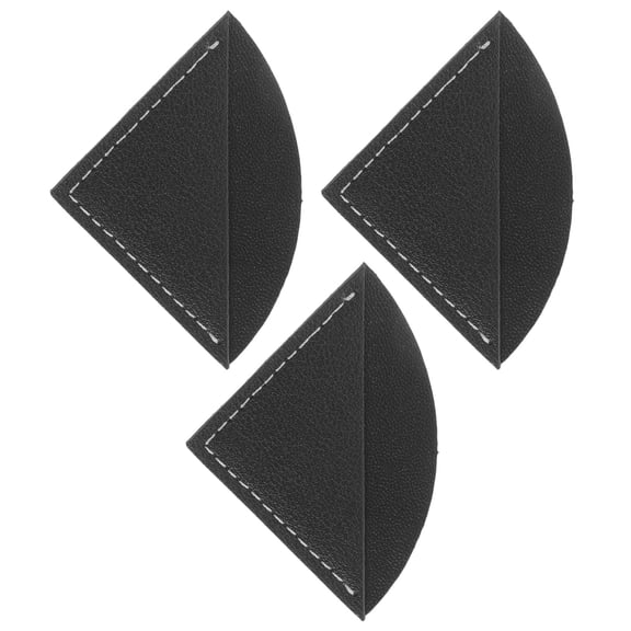 DRAFIDEEP Black PU Bookmark, Handmade, Corner Protection, Elegant and Attractive, 3Pcs
