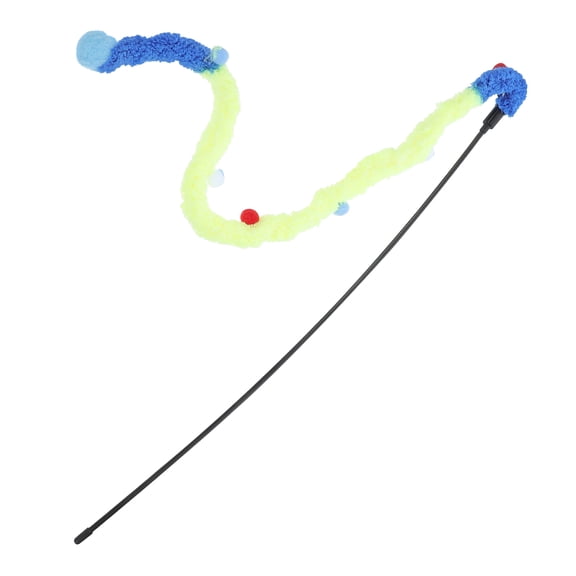 DRAFIDEEP Blue Plush Cat Fuzzy Balls Teaser Stick Interactive Toys for Indoor Cats 34.0 inches