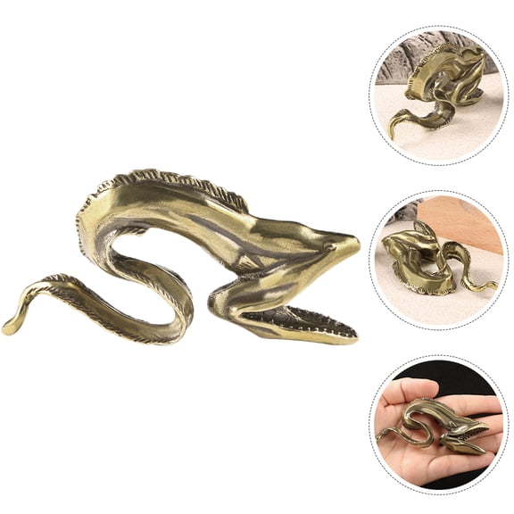 DRAFIDEEP Brass Sea Snake Statue Ornament in Golden for Home Decor 1Set