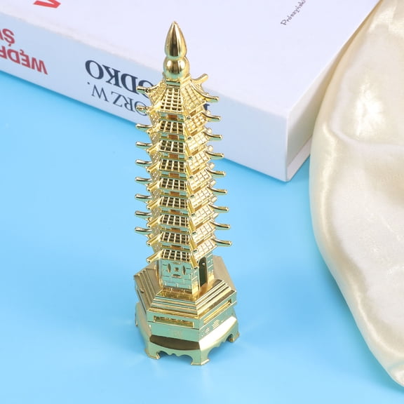 DRAFIDEEP Chang Tower Statue 1Set Golden Metal Craft Figurine for Home Decoration