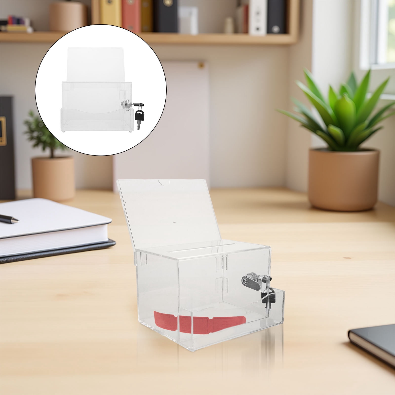 Tip Boxes Lab DRAFIDEEP Clear Acrylic Tip Jar with Lock Secure Donation and ...